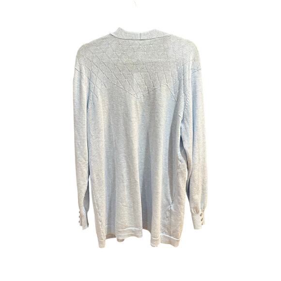 Eileen Fisher Cardigan 100% Organic Linen Aqua Open Knit NWT $278 Size XL - Picture 3 of 8